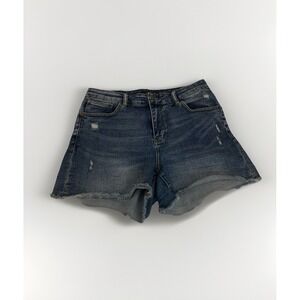 Judy Blue‎ Distressed High Rise Denim Shorts XL Summer Beach Stretch Raw Hem